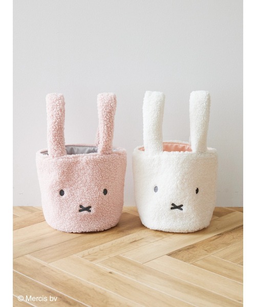 Green Parks(グリーンパークス)の「miffy/ボアフェイスバッグ(エコバッグ/サブバッグ・レディース・ピンク/オフホワイト・FREE)」の3枚目の写真