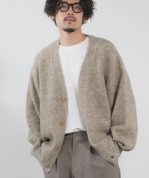 NULL(ヌル)の「【NULL】ブークレニット カーディガン(カーディガン/ボレロ・メンズ・ブルー/パープル/ベージュ/モカ/イエロー/チャコール・MEDIUM/LARGE)」の4枚目の写真