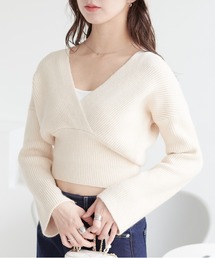 ウエストリブ カシュクールショートニット
