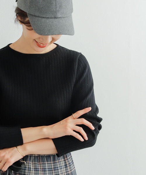 URBAN RESEARCH DOORS(アーバンリサーチドアーズ)の「『UR GREEN』ボートネックワイドリブニット(ニット/セーター・レディース・アイボリー/ブラック/グリーン系その他・MEDIUM)」の17枚目の写真