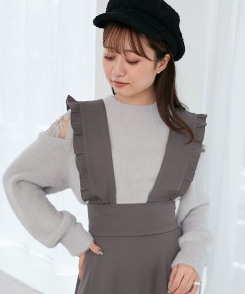 MAJESTIC LEGON(マジェスティックレゴン)の「【WEB限定アイテム】スカートにもなるフリルジャンスカ(ジャンパースカート・レディース・グレー/ブラック・SMALL/MEDIUM)」の14枚目の写真