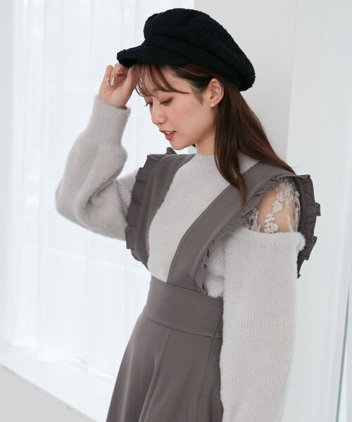 MAJESTIC LEGON(マジェスティックレゴン)の「【WEB限定アイテム】スカートにもなるフリルジャンスカ(ジャンパースカート・レディース・グレー/ブラック・SMALL/MEDIUM)」の15枚目の写真