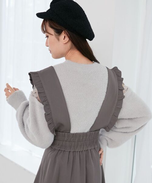 MAJESTIC LEGON(マジェスティックレゴン)の「【WEB限定アイテム】スカートにもなるフリルジャンスカ(ジャンパースカート・レディース・グレー/ブラック・SMALL/MEDIUM)」の16枚目の写真
