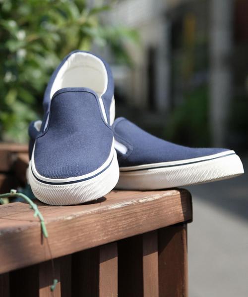 coen(コーエン)の「キャンバススリッポン(スリッポン・メンズ・ホワイト/ネイビー/マスタード・MEDIUM/SMALL/LARGE)」の2枚目の写真