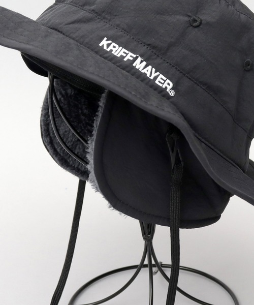 KRIFF MAYER（クリフメイヤー）の「タフタナイロン 裏ボア イヤーフラップ付き アドベンチャーハット（ハット・メンズ・ブラック・FREE）」の8枚目の写真