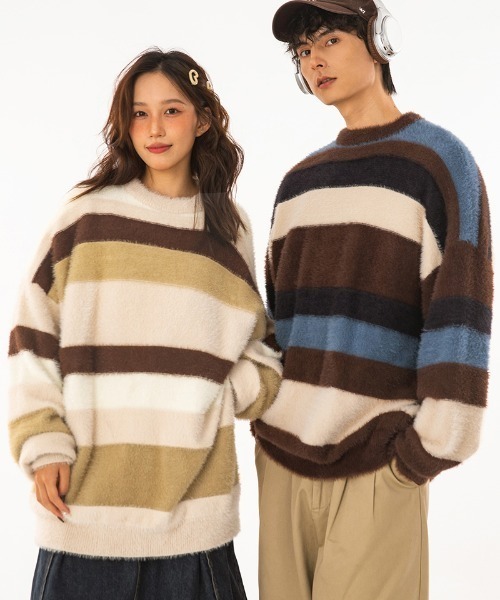 aimoha(アイモハ)の「aimoha outdoor コントラストボーダーファーセーター(ニット/セーター・レディース・チョコ/ベージュ・LARGE/MEDIUM/X-LARGE)」の10枚目の写真