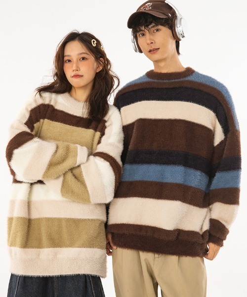aimoha(アイモハ)の「aimoha outdoor コントラストボーダーファーセーター(ニット/セーター・レディース・チョコ/ベージュ・LARGE/MEDIUM/X-LARGE)」の11枚目の写真