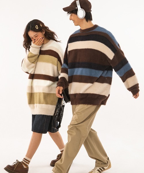 aimoha(アイモハ)の「aimoha outdoor コントラストボーダーファーセーター(ニット/セーター・レディース・チョコ/ベージュ・LARGE/MEDIUM/X-LARGE)」の12枚目の写真