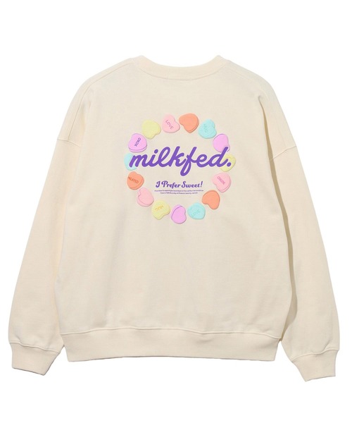 MILKFED.(ミルクフェド)の「CIRCLE HEART SWEAT TOP(スウェット・レディース・ブラック/ライトピンク/オフホワイト・L/M)」の2枚目の写真