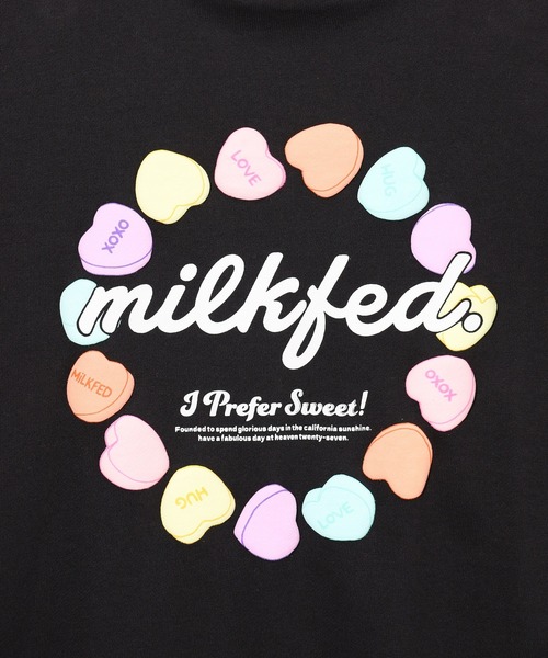 MILKFED.(ミルクフェド)の「CIRCLE HEART SWEAT TOP(スウェット・レディース・ブラック/ライトピンク/オフホワイト・L/M)」の11枚目の写真