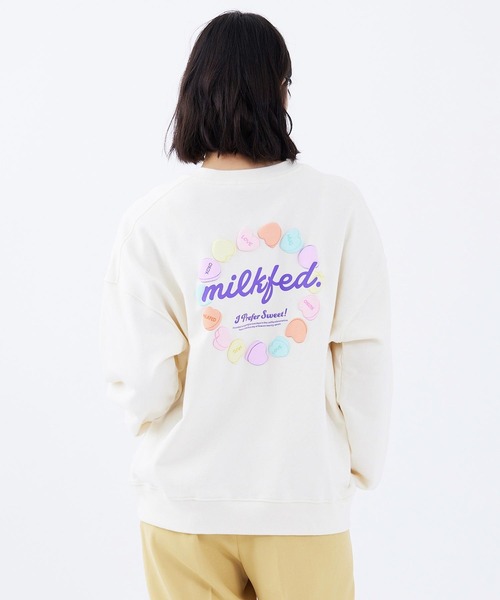 MILKFED.(ミルクフェド)の「CIRCLE HEART SWEAT TOP(スウェット・レディース・ブラック/ライトピンク/オフホワイト・L/M)」の17枚目の写真