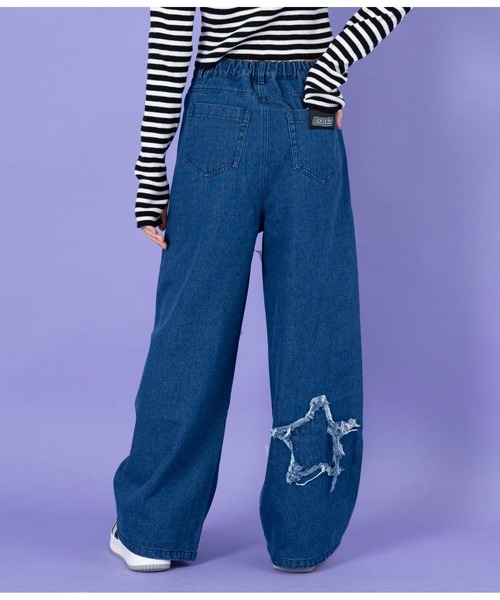 ANAP GiRL(アナップガール)の「星モチーフデニムワイドパンツ(デニムパンツ・キッズ・ライトブルー・XS/S/M)」の7枚目の写真