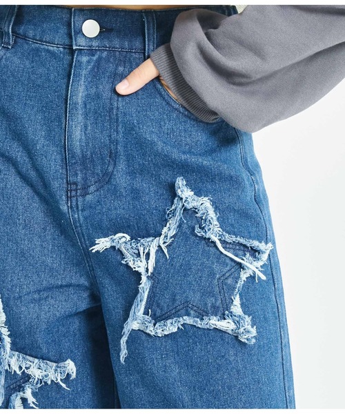 ANAP GiRL(アナップガール)の「星モチーフデニムワイドパンツ(デニムパンツ・キッズ・ライトブルー・XS/S/M)」の14枚目の写真