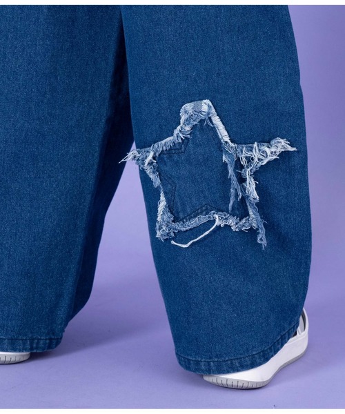 ANAP GiRL(アナップガール)の「星モチーフデニムワイドパンツ(デニムパンツ・キッズ・ライトブルー・XS/S/M)」の16枚目の写真