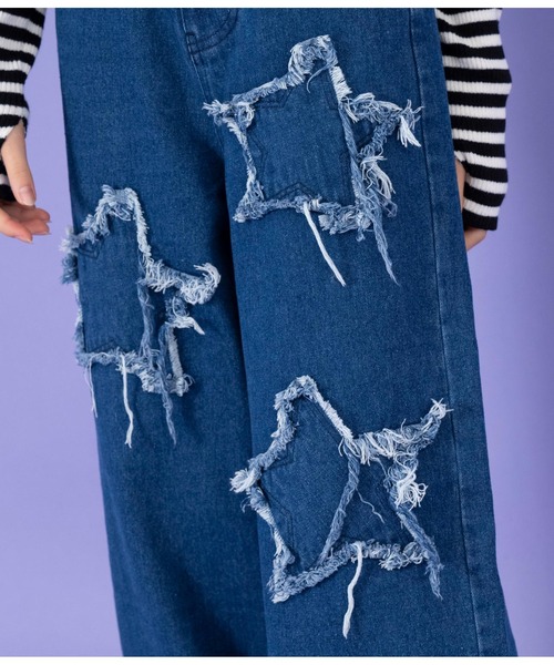 ANAP GiRL(アナップガール)の「星モチーフデニムワイドパンツ(デニムパンツ・キッズ・ライトブルー・XS/S/M)」の15枚目の写真