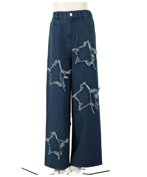 ANAP GiRL(アナップガール)の「星モチーフデニムワイドパンツ(デニムパンツ・キッズ・ライトブルー・XS/S/M)」の17枚目の写真