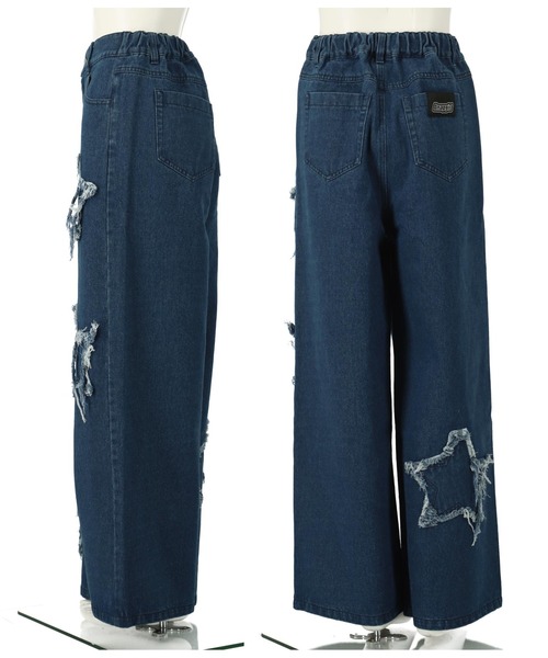 ANAP GiRL(アナップガール)の「星モチーフデニムワイドパンツ(デニムパンツ・キッズ・ライトブルー・XS/S/M)」の18枚目の写真