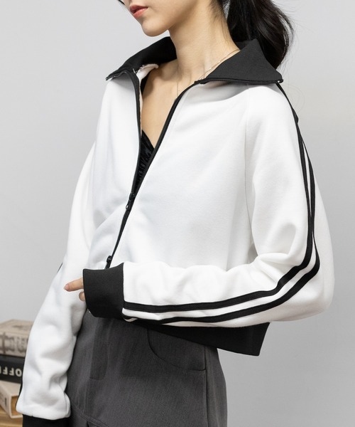 pumpkin port(パンプキンポート)の「裏起毛 W-ZIP 短丈 ジャージ(Tシャツ/カットソー・レディース・ホワイト/ブラック/グレー・M)」の4枚目の写真