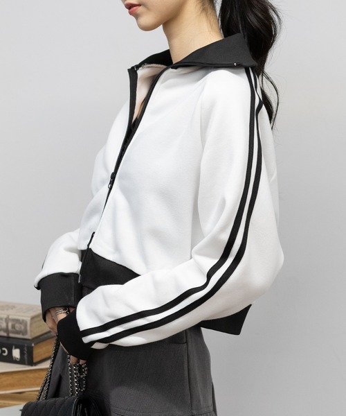 pumpkin port(パンプキンポート)の「裏起毛 W-ZIP 短丈 ジャージ(Tシャツ/カットソー・レディース・ホワイト/ブラック/グレー・M)」の5枚目の写真