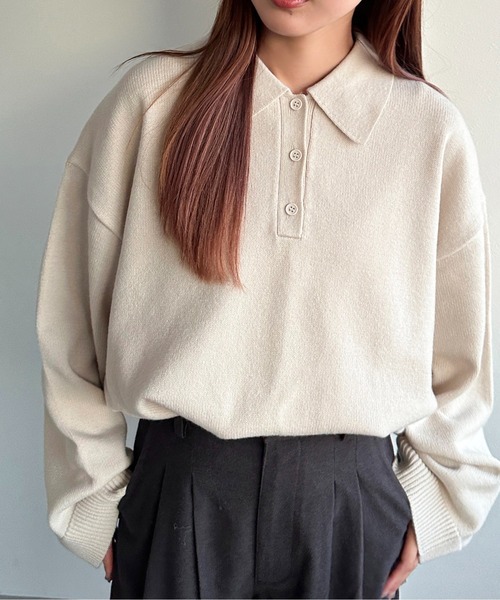 apres jour mignon(アプレジュールミニョン)の「ポロニット【ZOZOTOWN限定アイテム】(ニット/セーター・レディース・グリーン/ブルー/アイボリー/ブラック・フリー/X-LARGE)」の6枚目の写真