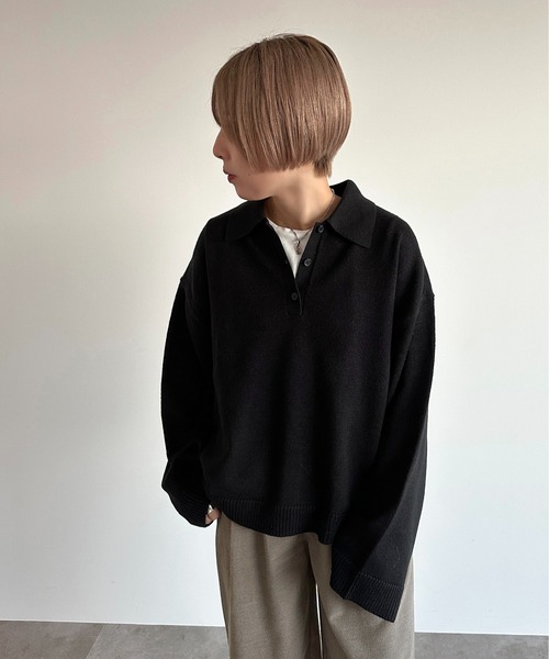 apres jour mignon(アプレジュールミニョン)の「ポロニット【ZOZOTOWN限定アイテム】(ニット/セーター・レディース・グリーン/ブルー/アイボリー/ブラック・フリー/X-LARGE)」の13枚目の写真