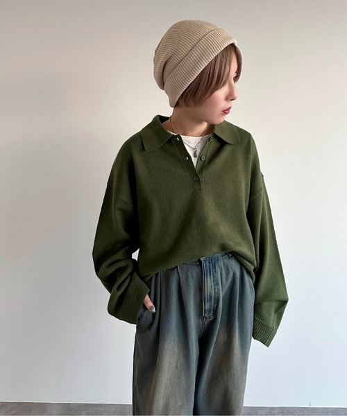apres jour mignon(アプレジュールミニョン)の「ポロニット【ZOZOTOWN限定アイテム】(ニット/セーター・レディース・グリーン/ブルー/アイボリー/ブラック・フリー/X-LARGE)」の19枚目の写真