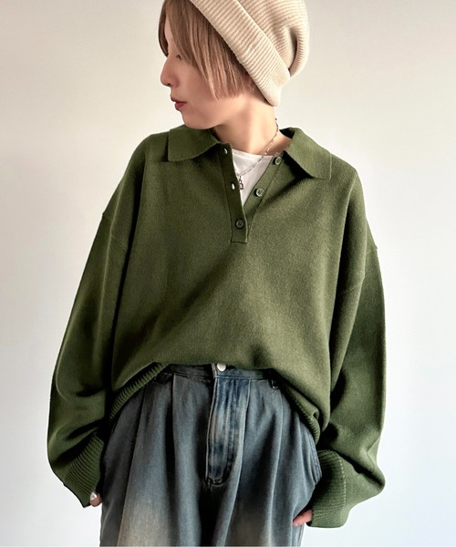 apres jour mignon(アプレジュールミニョン)の「ポロニット【ZOZOTOWN限定アイテム】(ニット/セーター・レディース・グリーン/ブルー/アイボリー/ブラック・フリー/X-LARGE)」の20枚目の写真