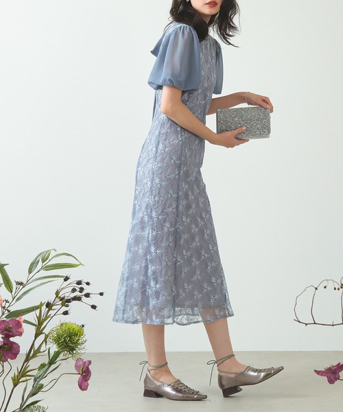 【kana】パフスリーブ レース マーメイドライン パーティー ドレス Kana（カナ）の「パフスリーブ レース マーメイドライン パーティー