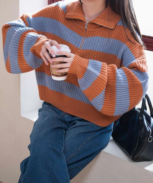 WEGO(ウィゴー)の「WEGO/ハーフジップショートニットプルオーバー(ニット/セーター・レディース・ブラック系その他5/その他2/その他1・FREE)」の3枚目の写真