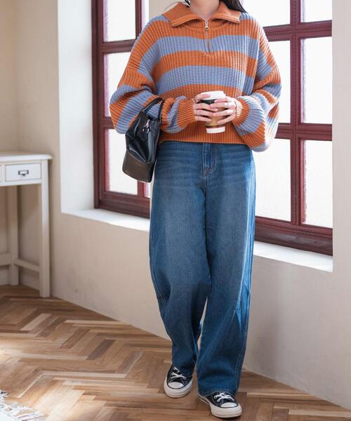 WEGO(ウィゴー)の「WEGO/ハーフジップショートニットプルオーバー(ニット/セーター・レディース・ブラック系その他5/その他2/その他1・FREE)」の5枚目の写真