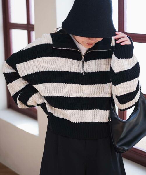 WEGO(ウィゴー)の「WEGO/ハーフジップショートニットプルオーバー(ニット/セーター・レディース・ブラック系その他5/その他2/その他1・FREE)」の11枚目の写真