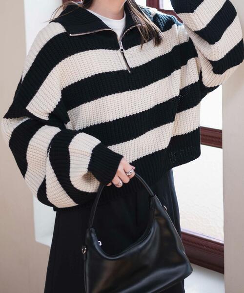 WEGO(ウィゴー)の「WEGO/ハーフジップショートニットプルオーバー(ニット/セーター・レディース・ブラック系その他5/その他2/その他1・FREE)」の12枚目の写真