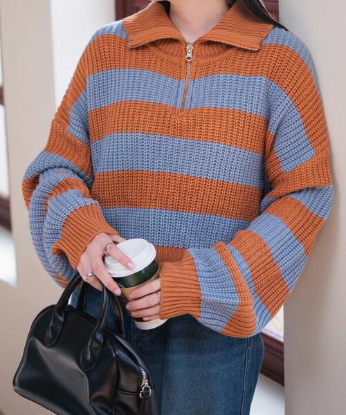 WEGO(ウィゴー)の「WEGO/ハーフジップショートニットプルオーバー(ニット/セーター・レディース・ブラック系その他5/その他2/その他1・FREE)」の14枚目の写真