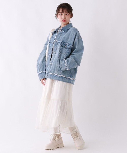 repipi armario（レピピ アルマリオ）の「デニムルーズGジャン（デニムジャケット・キッズ・インディゴブルー/ライトブルー・LARGE/SMALL/MEDIUM）」の7枚目の写真