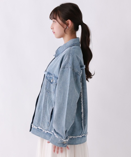 repipi armario（レピピ アルマリオ）の「デニムルーズGジャン（デニムジャケット・キッズ・インディゴブルー/ライトブルー・LARGE/SMALL/MEDIUM）」の9枚目の写真