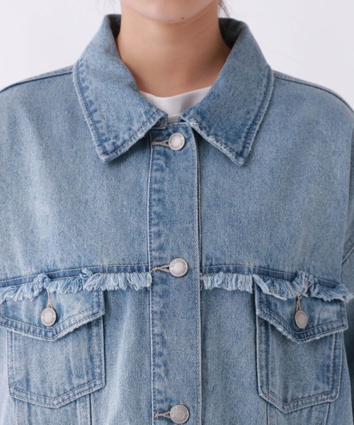 repipi armario（レピピ アルマリオ）の「デニムルーズGジャン（デニムジャケット・キッズ・インディゴブルー/ライトブルー・LARGE/SMALL/MEDIUM）」の13枚目の写真