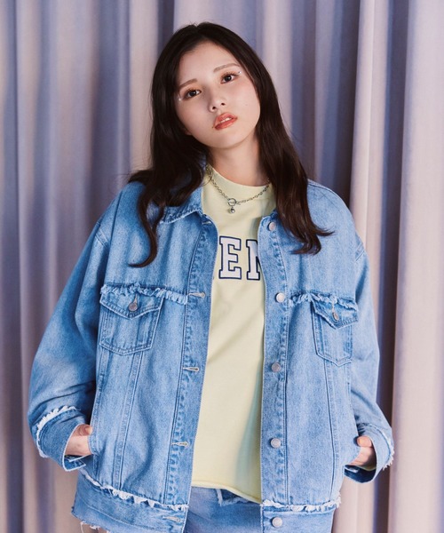 repipi armario（レピピ アルマリオ）の「デニムルーズGジャン（デニムジャケット・キッズ・インディゴブルー/ライトブルー・LARGE/SMALL/MEDIUM）」の15枚目の写真