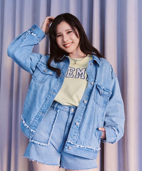 repipi armario（レピピ アルマリオ）の「デニムルーズGジャン（デニムジャケット・キッズ・インディゴブルー/ライトブルー・LARGE/SMALL/MEDIUM）」の16枚目の写真