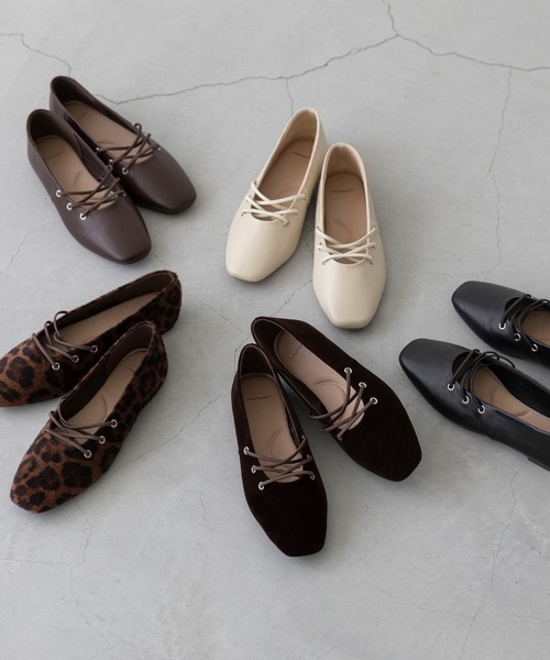 セール】【 新色追加 】レースアップ スクエアトゥ パンプス（パンプス