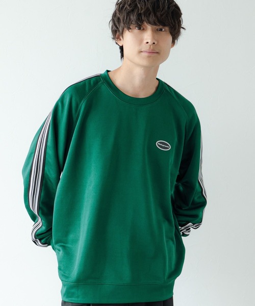 Ridingmania（ライディングマニア）の「【Ridingmania/ライディングマニア】サイドラインジャージ/ロゴワッペンプルオーバークルーネック（スウェット・メンズ・ブラック/グリーン/ホワイト/オリーブ・LARGE/MEDIUM）」の5枚目の写真