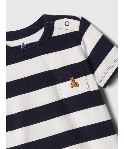 GAP(ギャップ)の「ストライプ ポケット ボディスーツ (ベビー)(ロンパース・キッズ・ホワイト×ブルー/グレー・0-3M/3-6M/6-12M/12-18M/18-24M)」の3枚目の写真