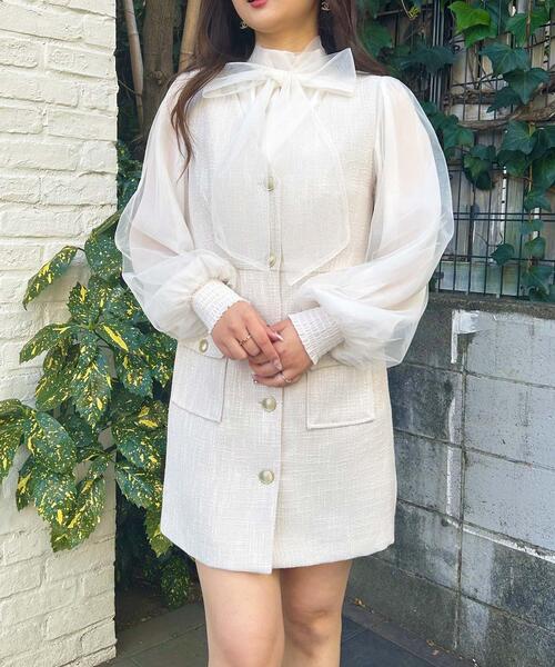 INGNI（イング）の「Vネックツイード／ジャンスカ（ジャンパースカート・レディース・ホワイト系その他5/ホワイト系その他7/ブラック系その他2・M）」の4枚目の写真