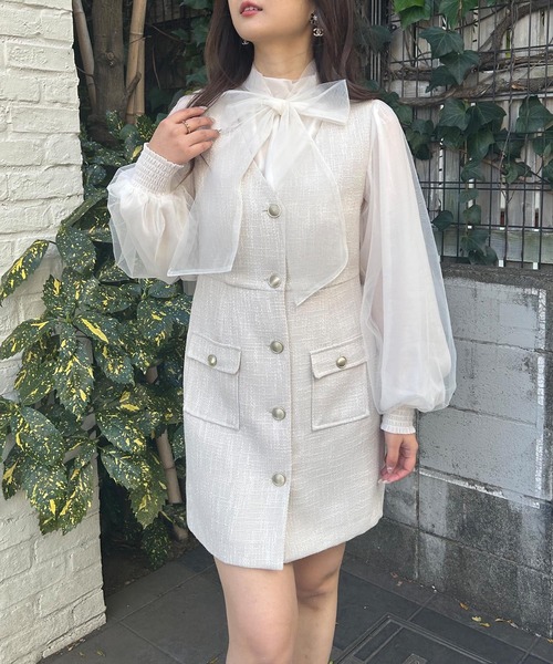 INGNI（イング）の「Vネックツイード／ジャンスカ（ジャンパースカート・レディース・ホワイト系その他5/ホワイト系その他7/ブラック系その他2・M）」の7枚目の写真