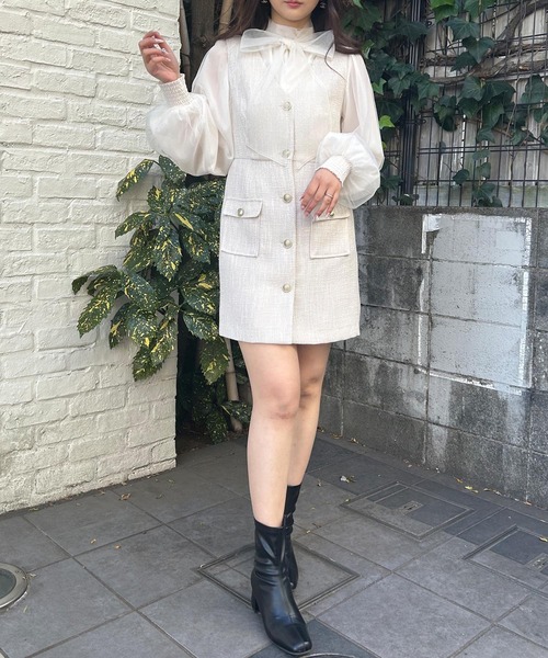 INGNI（イング）の「Vネックツイード／ジャンスカ（ジャンパースカート・レディース・ホワイト系その他5/ホワイト系その他7/ブラック系その他2・M）」の9枚目の写真