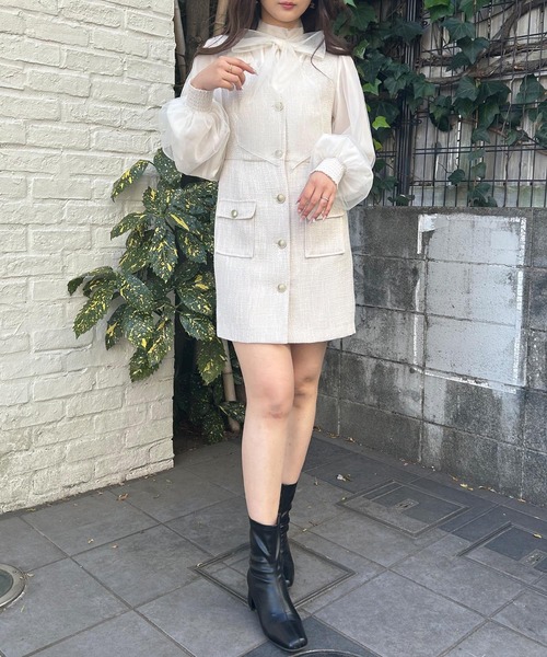 INGNI（イング）の「Vネックツイード／ジャンスカ（ジャンパースカート・レディース・ホワイト系その他5/ホワイト系その他7/ブラック系その他2・M）」の10枚目の写真