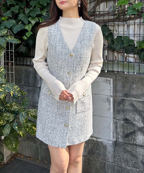 INGNI（イング）の「Vネックツイード／ジャンスカ（ジャンパースカート・レディース・ホワイト系その他5/ホワイト系その他7/ブラック系その他2・M）」の12枚目の写真