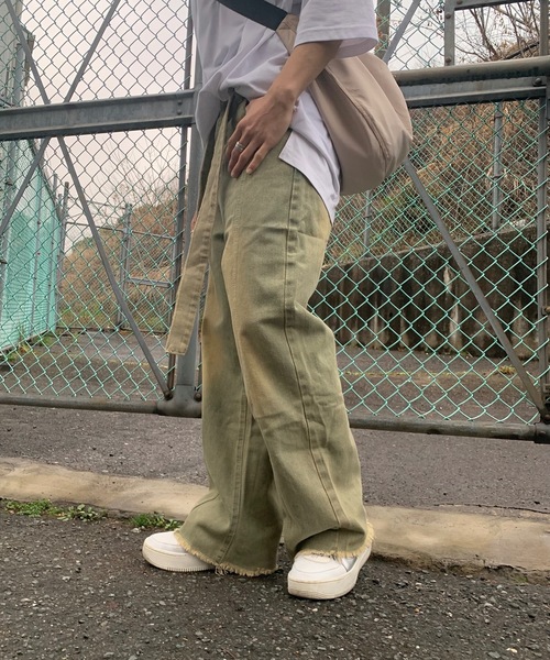 SHEPP（シープ）の「ウエストベルト ブラストワイドフリンジデニム（デニムパンツ・メンズ・ブルー/ブラウン・M/L/XL）」の15枚目の写真