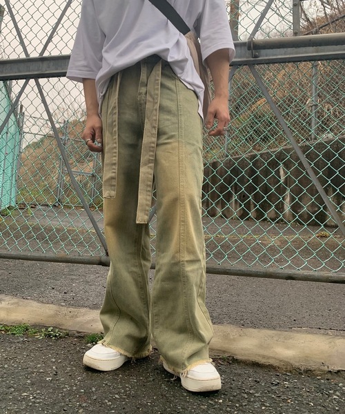 SHEPP（シープ）の「ウエストベルト ブラストワイドフリンジデニム（デニムパンツ・メンズ・ブルー/ブラウン・M/L/XL）」の17枚目の写真