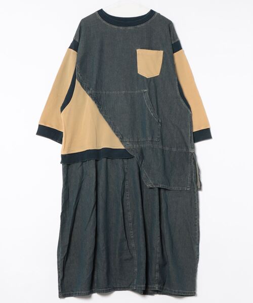 go slow caravan（ゴースローキャラバン）の「mililopiulu/ミリロピュール　ガーメントダイ切替ワンピース（ワンピース・レディース・カーキ/パープル/ベージュ・FREE）」の2枚目の写真