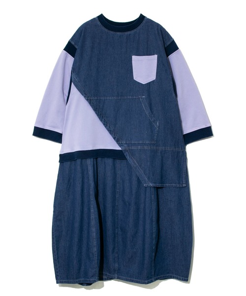 go slow caravan（ゴースローキャラバン）の「mililopiulu/ミリロピュール　ガーメントダイ切替ワンピース（ワンピース・レディース・カーキ/パープル/ベージュ・FREE）」の4枚目の写真